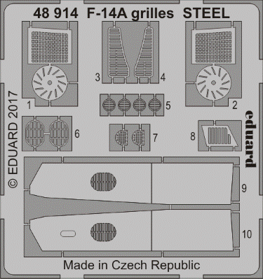 EDUARD 48914 F-14A GRILLES STEEL (TAMIYA) 1/48