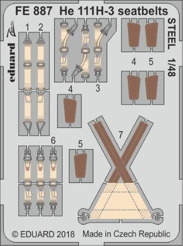 EDUARD FE887 He 111H-3 seatbelts STEEL 1/48
