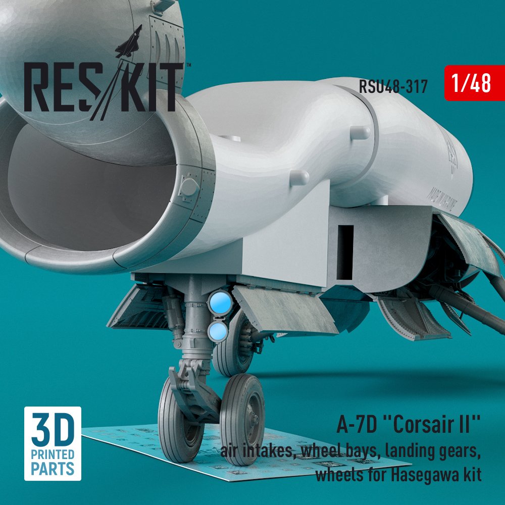 RESKIT RSU48-0317 A-7D Corsair II air intakes, wheel bays, landing gears, wheels for. Hasegawa kit (1/48) – Image 3