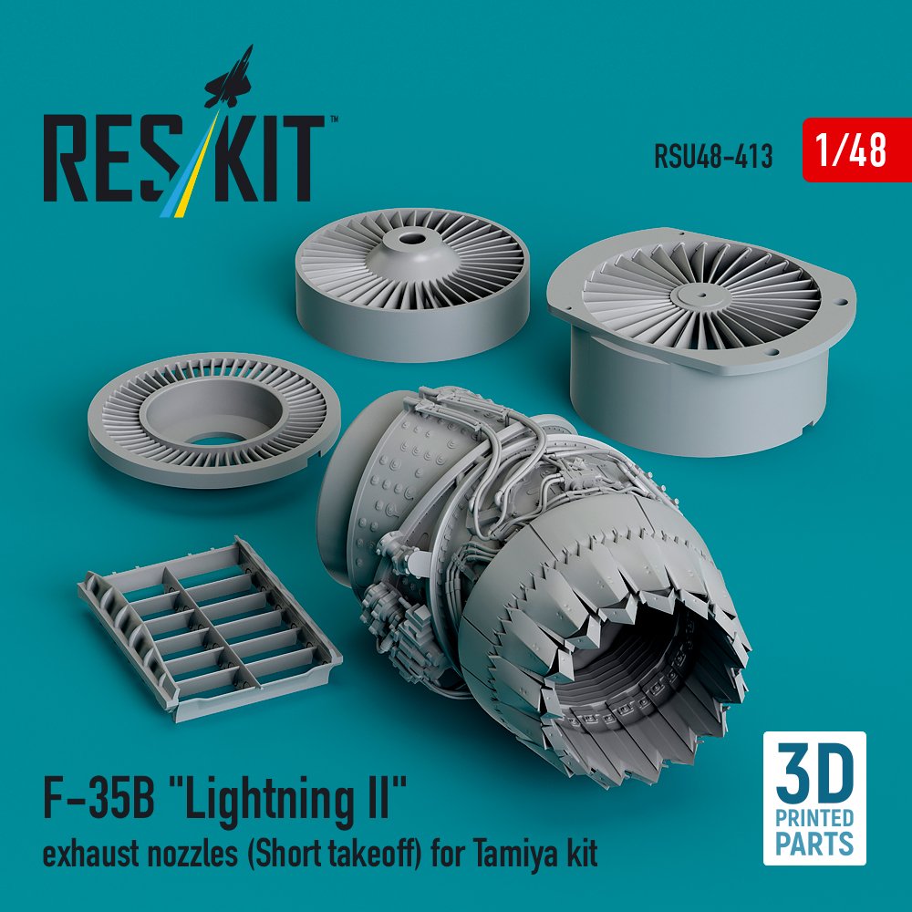 RESKIT RSU48-0413 F-35B Lightning II exhaust nozzles (Short takeoff) for Tamiya kit (3D. Printed) (1/48) – Image 2