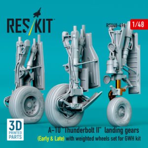 RESKIT RSU48-0496 A-10 Thunderbolt II landing gears (Early & Late) with weighted wheels set. for GWH kit (Metal+3D Printed) (1/48)