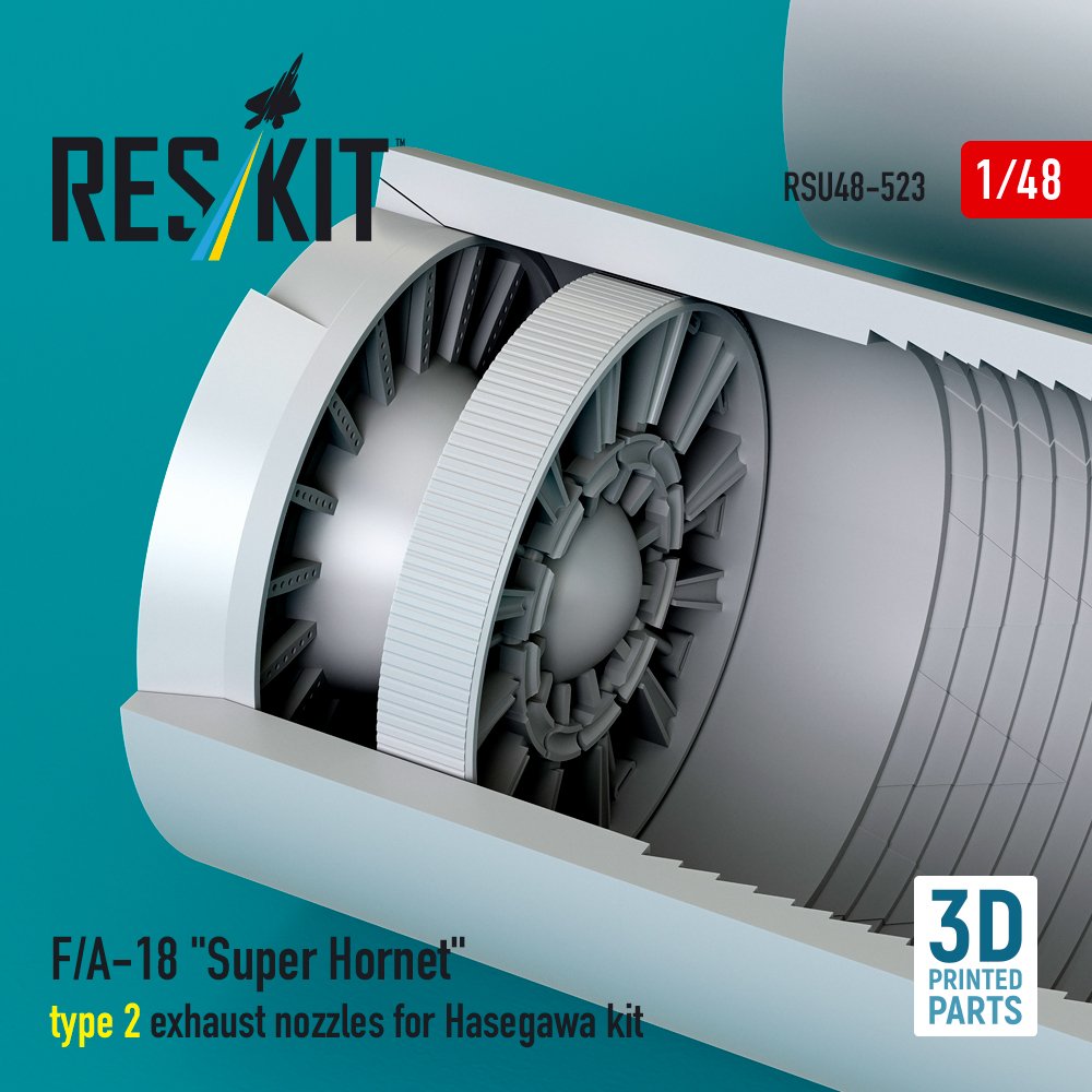 RESKIT RSU48-0523 F/A-18 Super Hornet type 2 exhaust nozzles for Hasegawa kit (1/48) – Image 2
