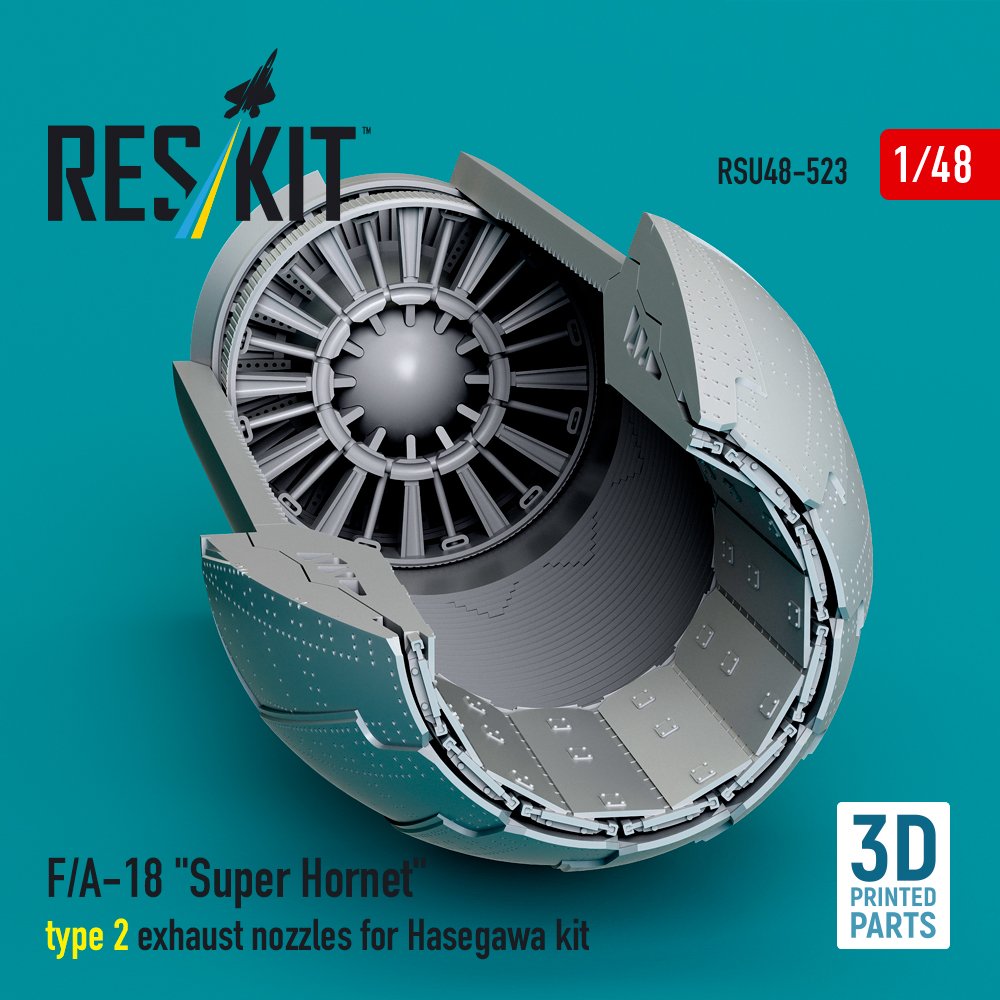 RESKIT RSU48-0523 F/A-18 Super Hornet type 2 exhaust nozzles for Hasegawa kit (1/48) – Image 3